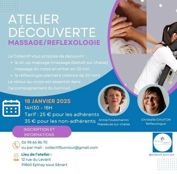 Atelier massage et réflexologie du 18 janvier 2025 – horaires et tarifs